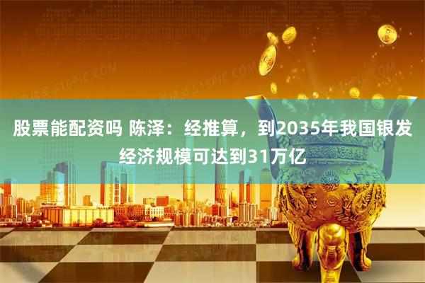股票能配资吗 陈泽：经推算，到2035年我国银发经济规模可达到31万亿